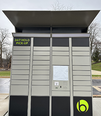 A set of outdoor pick-up lockers