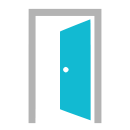 Simple image of an open door, visit web page to book rooms at the Library