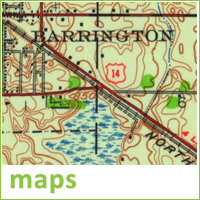 Close-up of old Barrington map, text reads maps