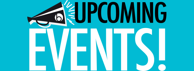 Upcoming Events! with image of megaphone